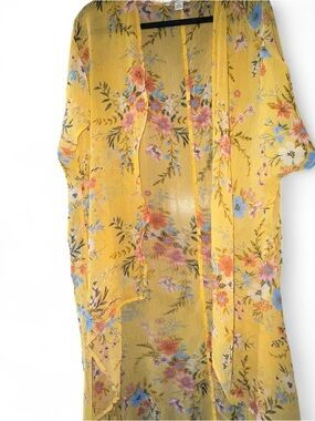 American Eagle Outfitters Yellow Floral Sheer Top